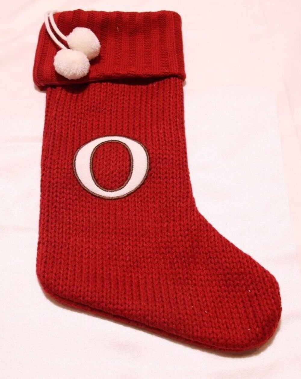 Target. Christmas Stocking Initial O Holiday Decoration Red White Knit 16 inch